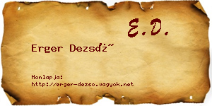 Erger Dezső névjegykártya